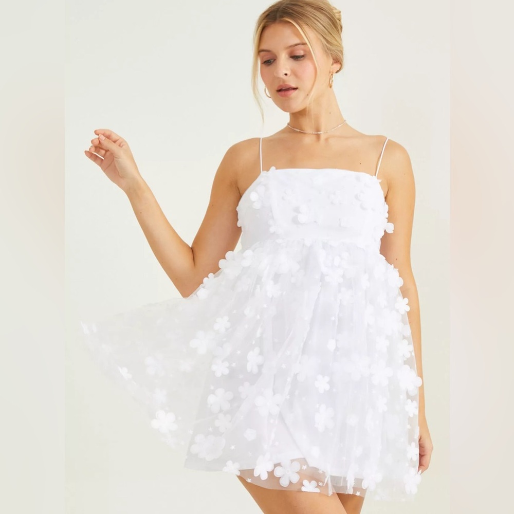 Aurora Floral Mesh Babydoll Dress